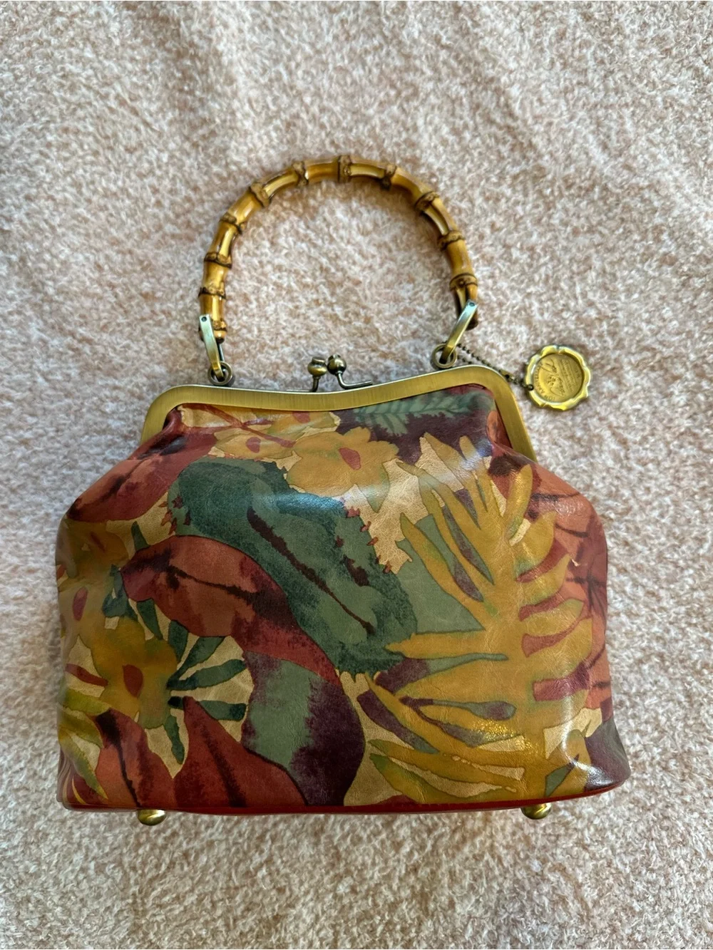Patricia Nash Tropical Dreams Floral Leather Bamboo Handle 25 Year Anniversary